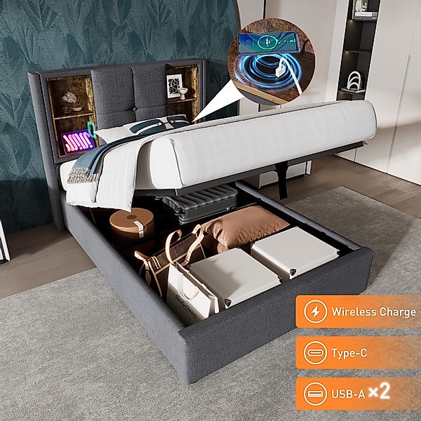 STILVORA Polsterbett 90x200 Bettgestell mit Stauraum,Jugendbett günstig online kaufen