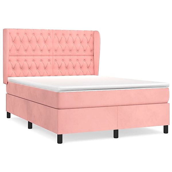 vidaXL Boxspringbett mit Matratze Rosa 140x200 cm Samt 3129398 günstig online kaufen