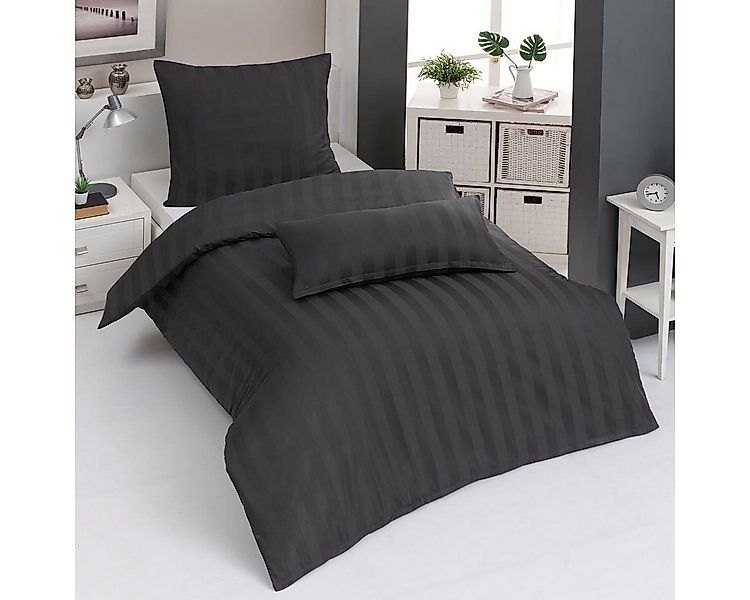TRAUMSCHLAF Bettwäsche Uni Streifen, Mako Satin, 3 teilig, edle Streifenbet günstig online kaufen