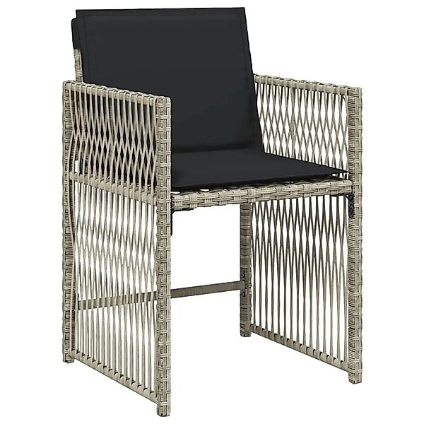 vidaXL Gartenstühle mit Kissen 4 Stk Hellgrau Poly Rattan 365039 günstig online kaufen