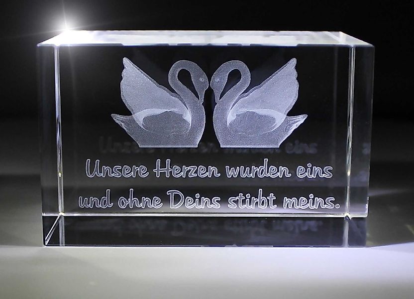 Dekofigur 3D Glasquader Zwei Schwäne Unsere günstig online kaufen