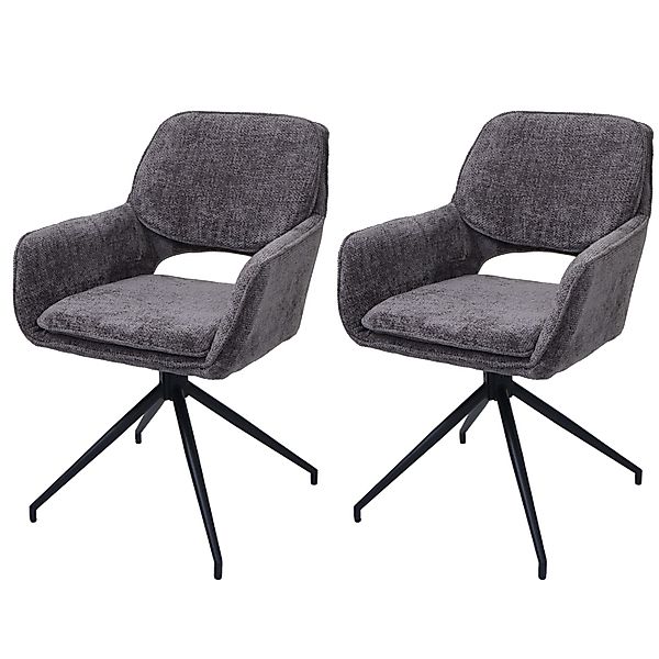 MCW Esszimmerstuhl N74 2er-Set Stoff Chenille 490g/m² Dunkelgrau günstig online kaufen