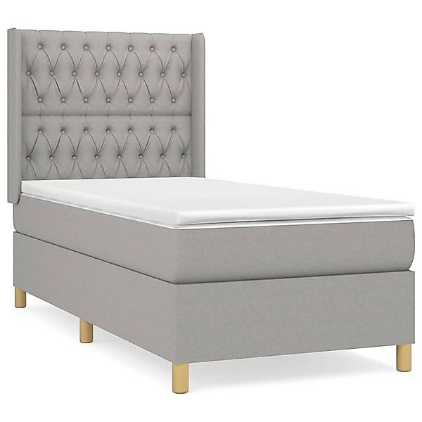 vidaXL Boxspringbett, Boxbett mit Matratze Hellgrau 90x200 cm Stoff günstig online kaufen