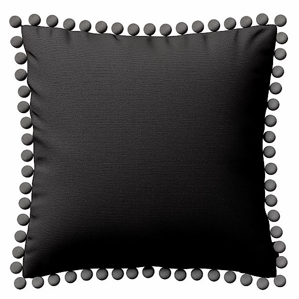 Kissenhülle Wera mit Bommeln, anthrazit, 45 x 45 cm, Cotton Panama (702-08) günstig online kaufen