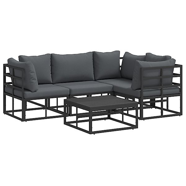 vidaXL Garten-Sofa-Set mit Kissen 5-Tlg Schwarz Aluminium 3378865 günstig online kaufen