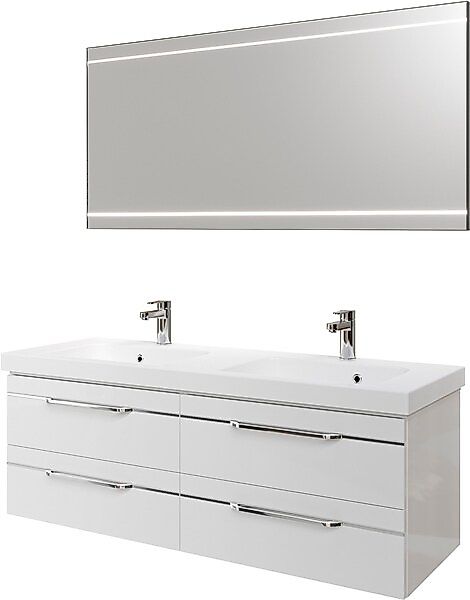 Saphir Badmöbel-Set »Balto 2-teilig Mineralmarmor-Doppelwaschtisch mit LED- günstig online kaufen