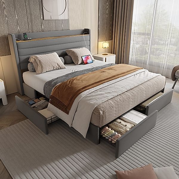 STILVORA Polsterbett Doppelbett 140x200 mit Stauraum günstig online kaufen