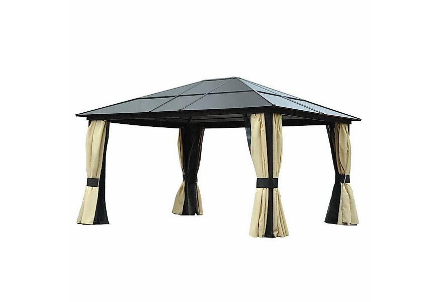 Outsunny Pavillon Luxus Pavillon mit lichtdurchlässigem Dach, Gartenpavillo günstig online kaufen