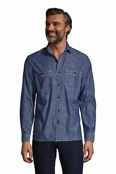 Chambray-Workerhemd, Classic Fit, Herren, Größe: L Normal, Blau, Denim, by günstig online kaufen