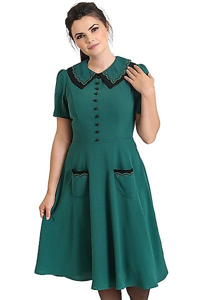 Hell Bunny A-Linien-Kleid Emily Dress Grün Retro Bubikragen 50s günstig online kaufen