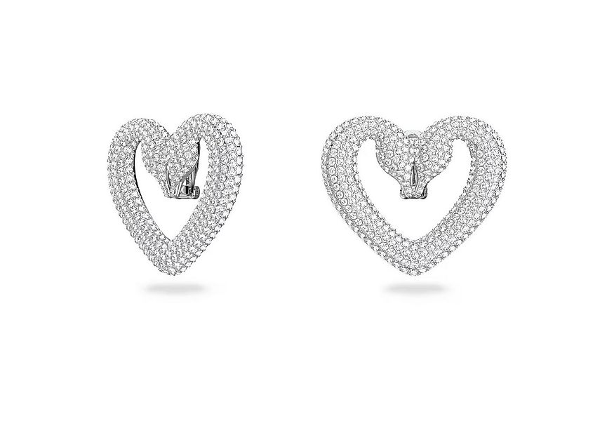 Swarovski Paar Ohrclips Sublima Ohrclips Herz, Groß, Weiß, Rhodiniert 56261 günstig online kaufen