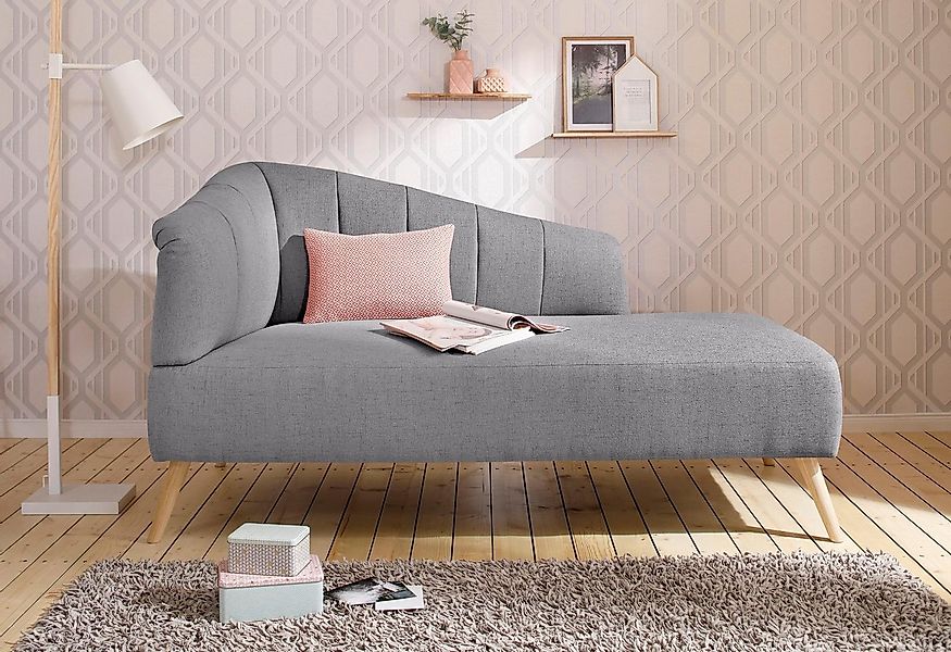 OTTO home Recamiere "Lucy, Chaiselonge mit Massivholzfüßen und Steppung," A günstig online kaufen