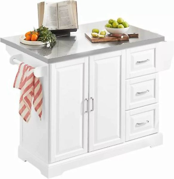 SoBuy® Kücheninsel Luxus-Küchenwagen mit Edelstahlplatte Küchenschrank Side günstig online kaufen