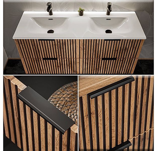 Lomadox Badmöbel-Set XANTEN-56, (Spar-Set, 3-St), anthrazit, Wotan Eiche Nb günstig online kaufen