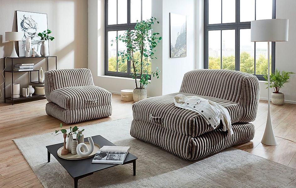 Home affaire XXL-Sessel Pia, Loungesessel in Megacord, 2 Größen, Schlaffunk günstig online kaufen