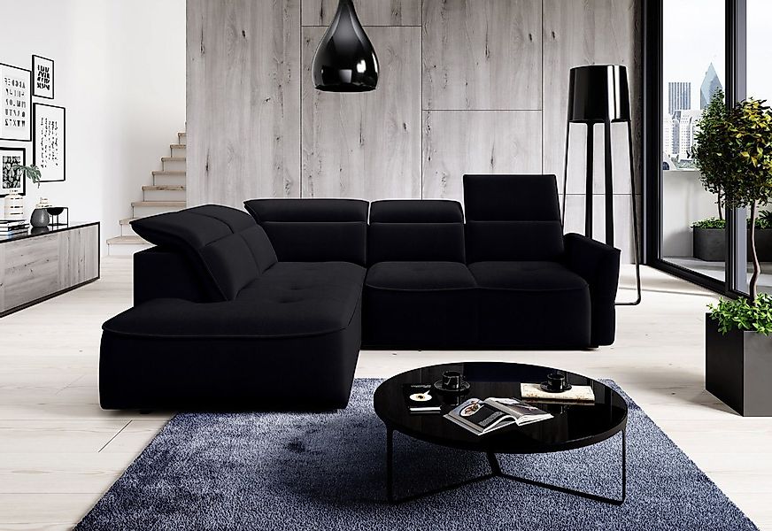 WOHNKLUSIV Ecksofa Ecksofa L Form RIVA mit elektrischer Sitztiefenverstellu günstig online kaufen