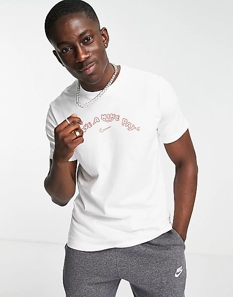 Nike – T-Shirt mit "Have a Nike Day"-Print am Rücken in Weiß günstig online kaufen