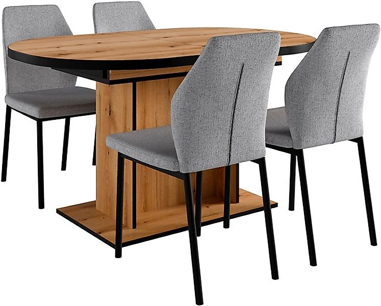 Home affaire Essgruppe »Basel, Tischgruppe mit Ausziehtisch«, (Set, 5 tlg.) günstig online kaufen