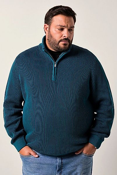 Men Plus Rundhalspullover Men+ Troyer Baumwolle Zippkragen bis 8 XL günstig online kaufen