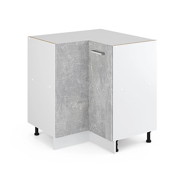 Vicco Eckunterschrank R-Line Küchen Eckschrank Beton/Weiß 76 cm ohne Arbeit günstig online kaufen