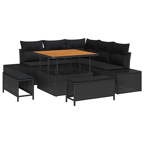 vidaXL Garten-Sofa-Set mit Speicher 8-Tlg Schwarz Poly Rattan 3364724 günstig online kaufen