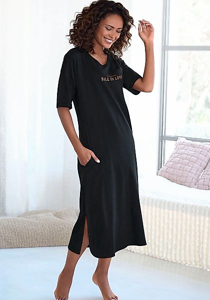 Vivance Dreams Nachthemd Seitennahttaschen mit schönem Foildruck günstig online kaufen