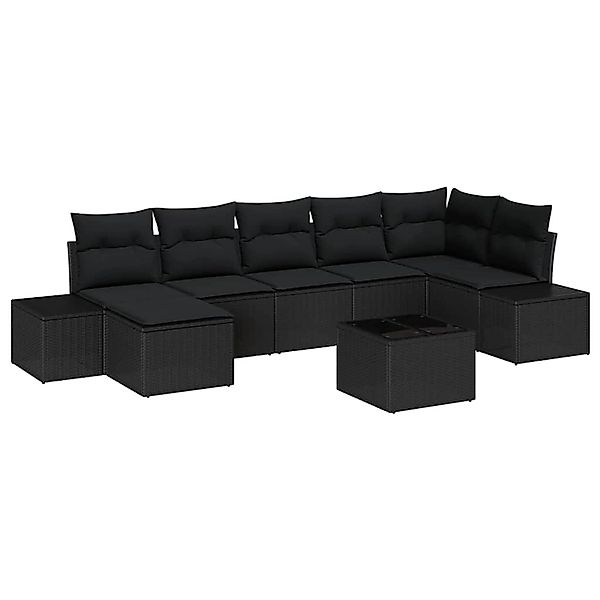vidaXL Garten-Sofa-Set mit Kissen 8-Tlg Schwarz Poly Rattan 3347163 günstig online kaufen