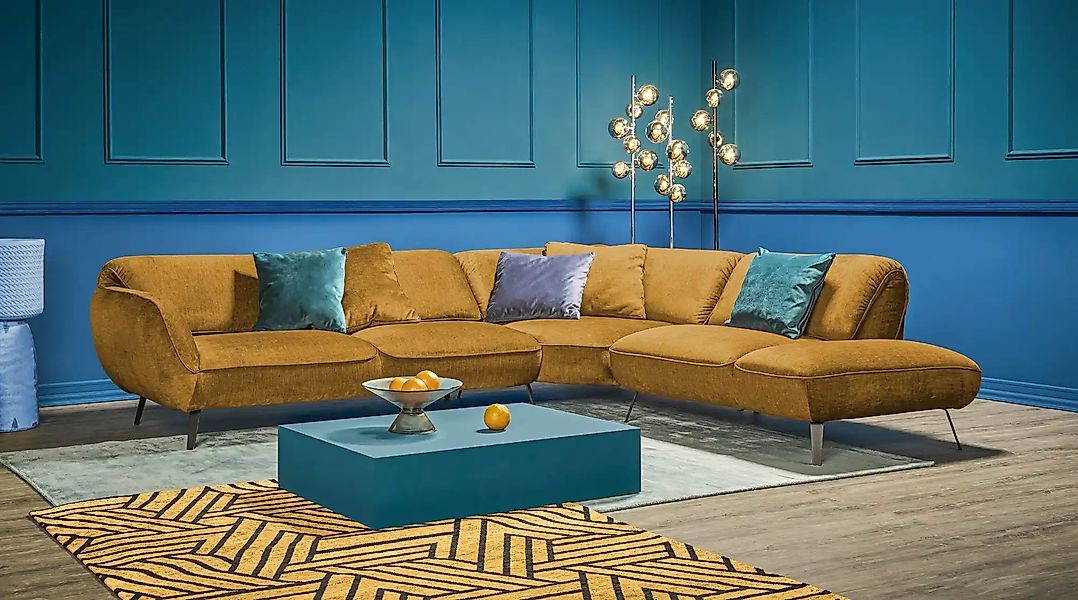 pop Ecksofa  Ventus ¦ gelb ¦ Maße (cm): B: 304 T: 246.0 Polstermöbel > Sofa günstig online kaufen