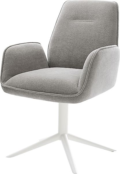 DELIFE Polsterstuhl Zoa-Flex, Fußkreuz Weiß Strukturstoff günstig online kaufen