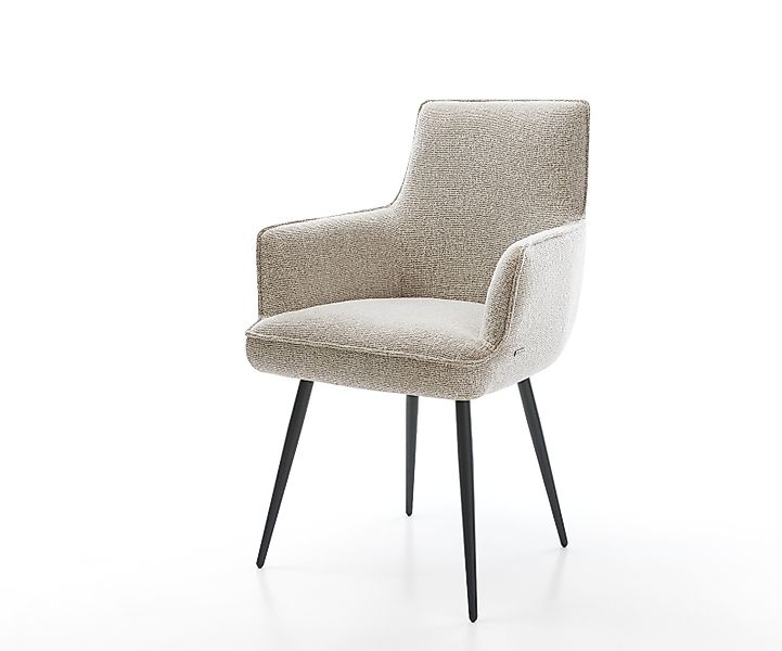 Esszimmerstuhl Heira-Flex mit Armlehnen Webstoff Soft Beige 4-Fuß konisch S günstig online kaufen