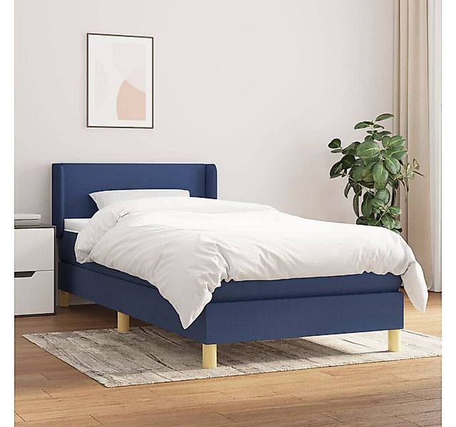 Vidaxl Boxspringbett Mit Matratze Blau 100x200 Cm Stoff günstig online kaufen