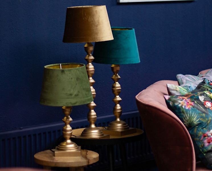 Mars & More Lampenschirm Tischlampenschirm Schwarz Samt Modern Gold Mars & günstig online kaufen