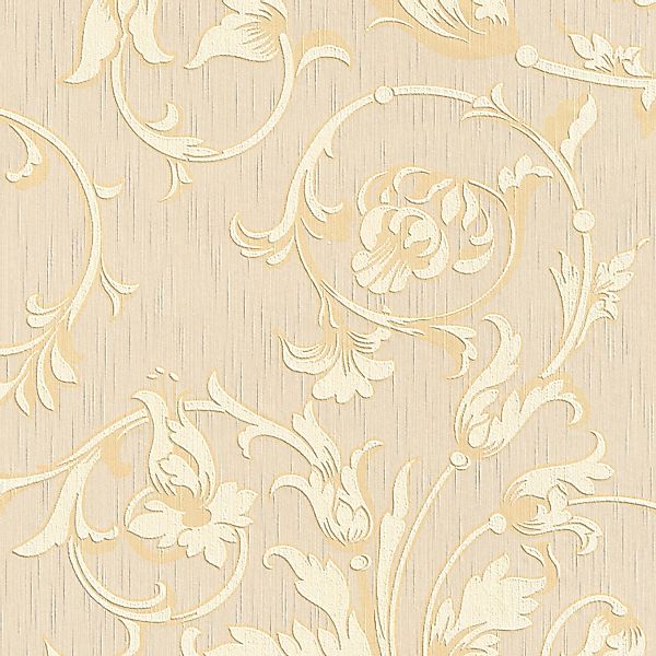 Bricoflor Florale Tapete in Creme Weiß Helle Textiltapete mit Blumen Ranken günstig online kaufen