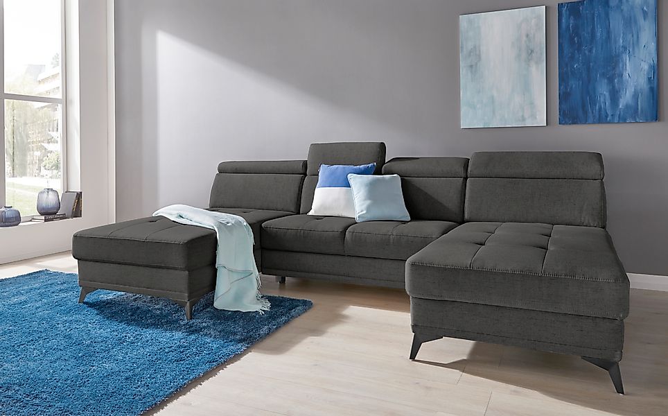 Home affaire Wohnlandschaft »Cardiz U-Form« inkl.Kopfteilverstellung und Fe günstig online kaufen