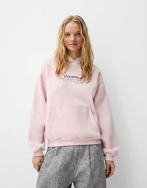 Bershka Hoodie Mit Print Damen L Rosa günstig online kaufen