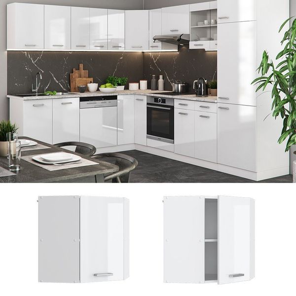 Vicco Eckhängeschrank R-Line, Weiß Hochglanz/Weiß, 57 günstig online kaufen