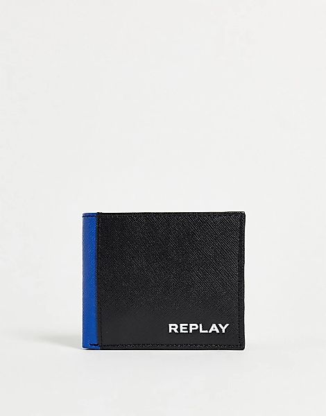 Replay – Brieftasche im Kontrastdesign mit Logo-Schwarz günstig online kaufen