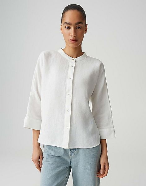 OPUS Kurzarmbluse Fulis mit Stehkragen aus Leinen leichte Transparenz, schw günstig online kaufen