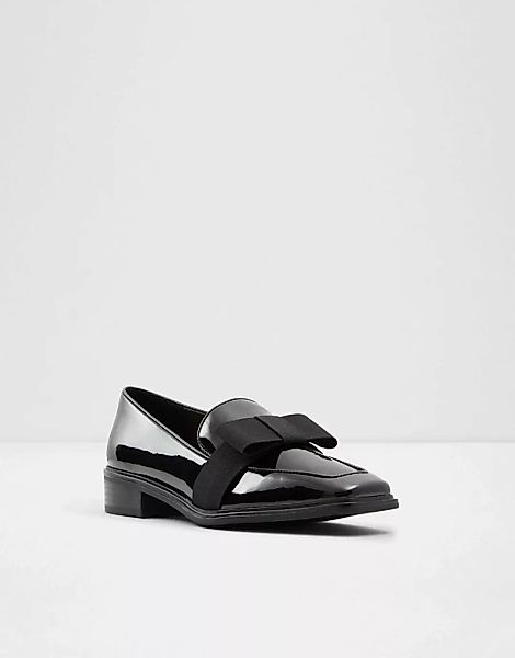 ALDO – Hairalle – Schwarz lackierte Loafer mit Schleife günstig online kaufen