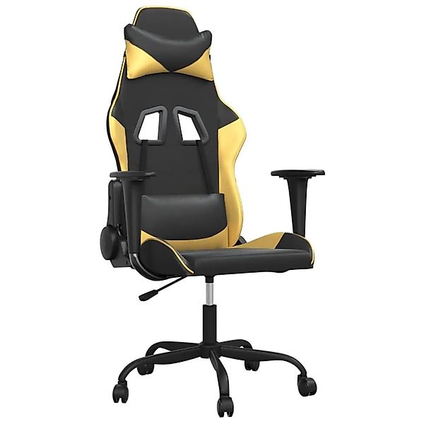 vidaXL Gaming-Stuhl mit Massagefunktion Schwarz & Golden Kunstleder 345401 günstig online kaufen