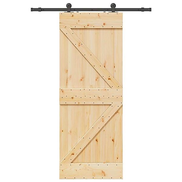vidaXL Schiebetür mit Beschlag 80x210 cm Massivholz Kiefer 3332619 günstig online kaufen