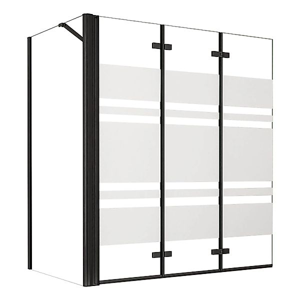AICA 130cm Schwarz Faltwand 3 teilig Badewanneaufsatz mit 70cm Seitewand 6m günstig online kaufen