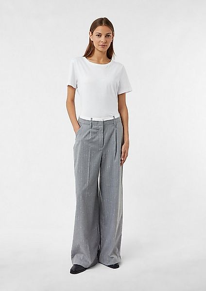 comma Chinos Hose Wide Leg-Nadelstreifenhose mit angesetztem weißen Bund günstig online kaufen