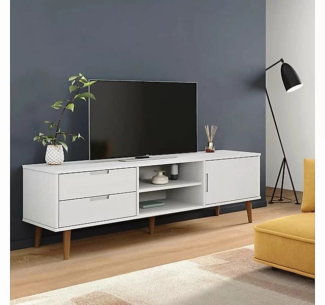 furnicato TV-Schrank MOLDE Weiß 158x40x49 cm Massivholz Kiefer günstig online kaufen
