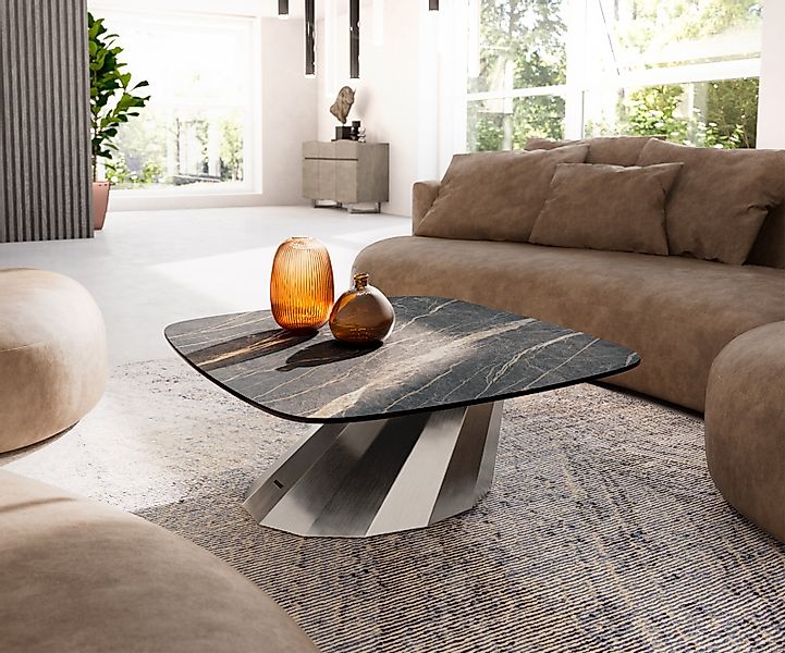 Couchtisch Edge Boot 90x90 cm Keramik Laminam® Noir Desir Braun Parabi Edel günstig online kaufen