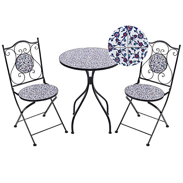 Beliani Bistro Set CAMPRENA Schwarz Schwarz Weiss günstig online kaufen