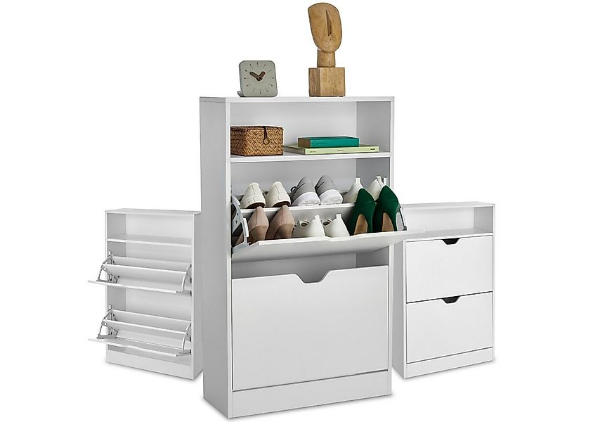 tectake Schuhschrank Schuhregal Calea mit 2 Kippfächern für 12 Paar Schuhe günstig online kaufen