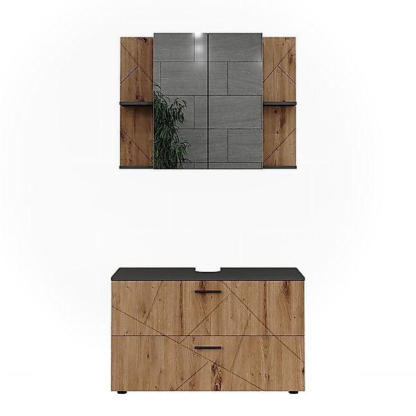 Vicco Badmöbel-Set Irma, Anthrazit/Artisan, 2 Teile, günstig online kaufen