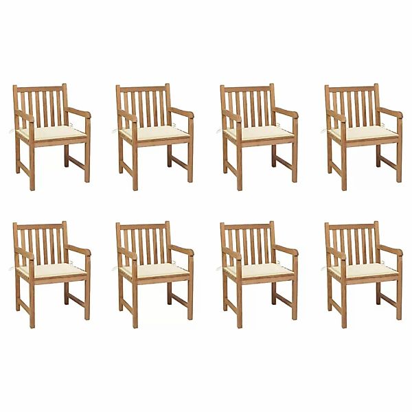 Gartenstühle 8 Stk. Mit Creme Kissen Massivholz Teak günstig online kaufen