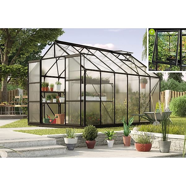 Vitavia Gewächshaus Jupiter 9900 Schwarz 9,9 m² inkl. Fundament günstig online kaufen